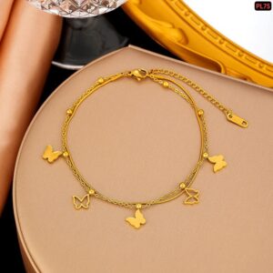 3 Solid 2 Hollow Butterfly Anklet