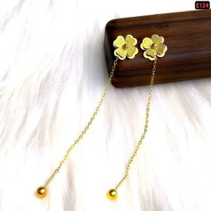 Luxury Light Vacuum Platting Screw Earrings E124 High Quality Electroplating  Long: 75mm