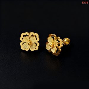 Double Leaf Gold Screw Earring