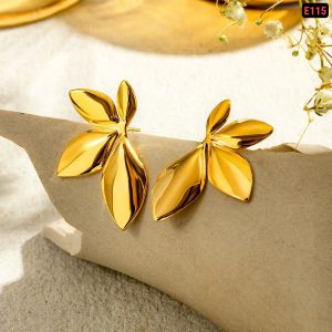 4 Leaf Gold Earrings E115