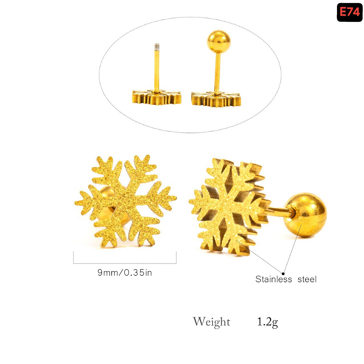 Snowfall 18K Gold Earrings - Image 2