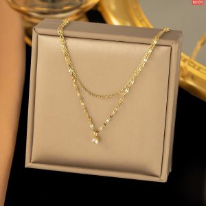 One Diamond 2 Layer Necklace