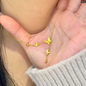 Three Butterfly Hanging Ball Necklace