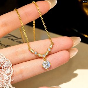 7 Diamond Gold Plated Necklace