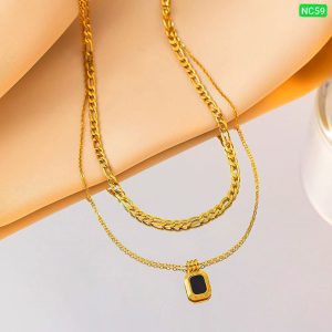 Black Diamond 2 Layer Necklace